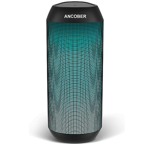 ANCOBER Wireless Bluetooth Portable Speaker 15W Stereo Sound with Multi LED Light Dynamic Modes, IPX4 Waterproof Bluetooth Speakers, BT5.3, TWS Surround Pairing, Lightweight for Party Outdoor Camping