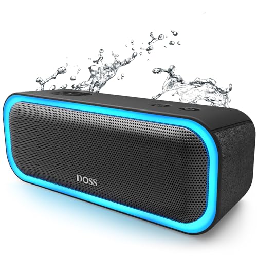 DOSS SoundBox Pro Bluetooth Speaker with 20W Stereo Sound, Active Extra Bass, IPX6 Waterproof, Bluetooth 5.0, TWS Pairing, Multi-Colors Lights, 20 Hrs Playtime, Portable Speaker for Beach, Outdoor