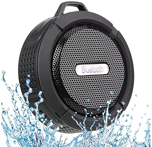 Bluetooth Speakers,Portable Wireless Outdoor Speaker with HD Soun, IPX7 Waterproof Shower Speaker, TWS, Enhanced Bass, 6H Playtime,Built in Mic for Sports, Pool, Beach, Hiking, Camping (Black)