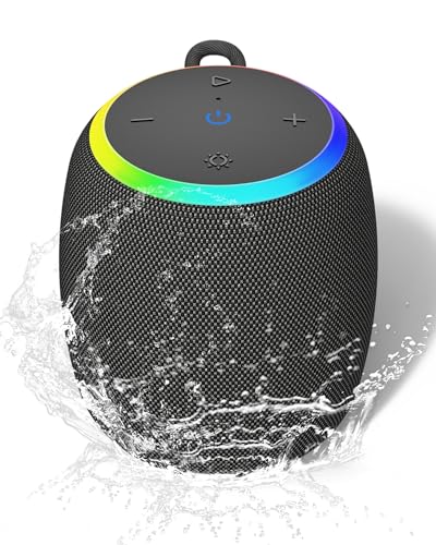 ZICOROOP Bluetooth Speakers,Portable Wireless Speaker with 15W Stereo Sound, IPX6 Waterproof Speaker with LED Light, Bluetooth TWS, Portable Speaker for Shower Outdoor Party Beach Camping