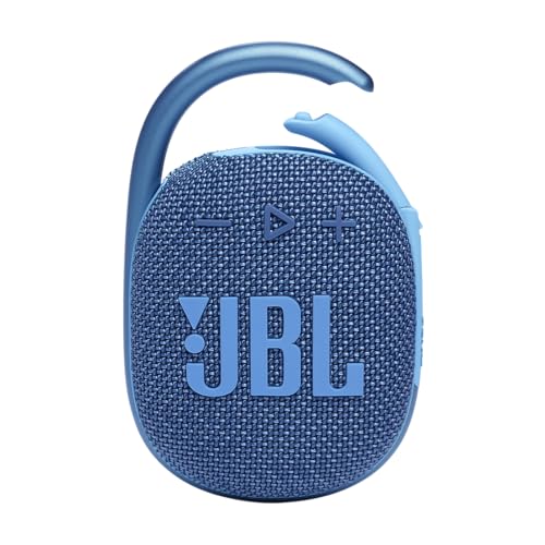 JBL Clip 4 Eco – Ultra-Portable Waterproof and Dustproof Bluetooth Speaker, big audio & punchy bass, made with 90% post-consumer recycled plastic, Integrated carabiner, Up to 10 Hours of Play (Blue)