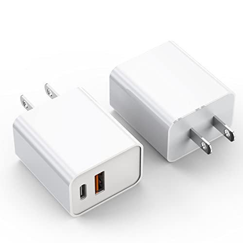 iPhone 15 Charger Block, 2Pack 20W Dual Port PD Fast USB C Wall Charger Adapter + USB A Quick Charging Brick Plug Compatible with iPhone 15/14/13/12/11/Pro Max/Plus/XS/XR/X,iPad,AirPods and More