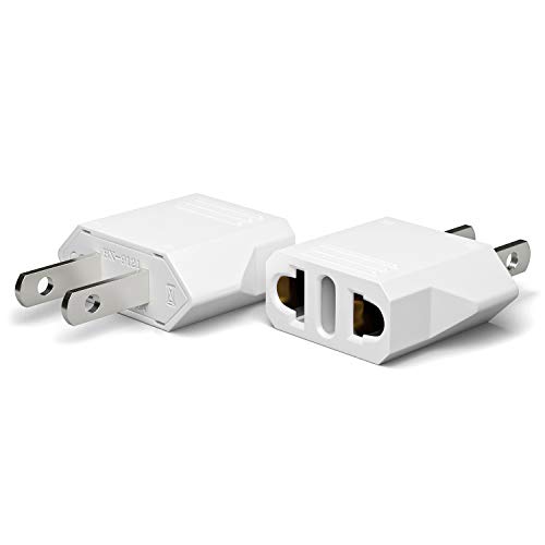 European to US Plug Adapter, Unidapt EU to US Plug Adapter, Europe to USA Plug Adaptor, 220V to 110V Plug Pin Converter, Travel Adapters European to American, Canada, Mexico, Type A, 2-Pack