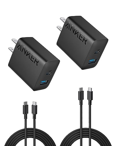 Anker iPhone 15 Charger, Anker USB C Charger, 2-Pack 20W Dual Port USB Fast Wall Charger, USB C Charger Block for iPhone 15/15 Pro/15 Pro Max/iPad Pro/AirPods & More (2-Pack 5 ft USBC Cable Included)