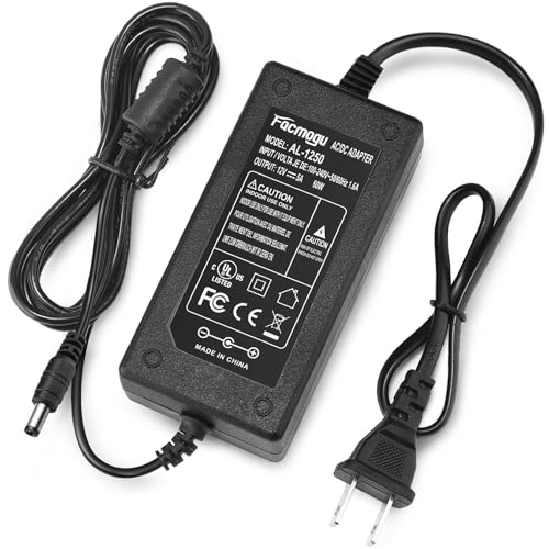 Facmogu 60W 12V 5A AC/DC Power Adapter, 100-240V AC to DC 12V 5A Power Suppy, 12 Volts 5 Amps AC DC Table Top Adapter, 60 Watts 12V 5A Switching Power Adaptor Converter, 5.5×2.5mm & 5.5×2.1mm DC Plug