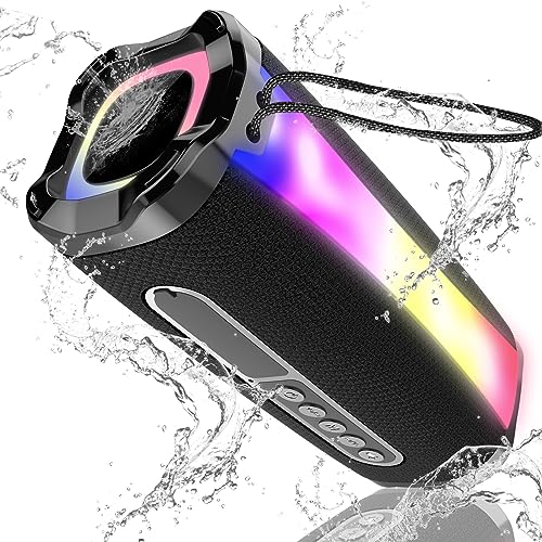 BESNOOW Portable Bluetooth Speaker, IPX7 Waterproof Wireless Speaker with 20W HD Loud Stereo Sound, 18H Playtime Bluetooth Speakers, Bluetooth 5.1, RGB Lights, Outdoor Speaker for Travel/Home/Party