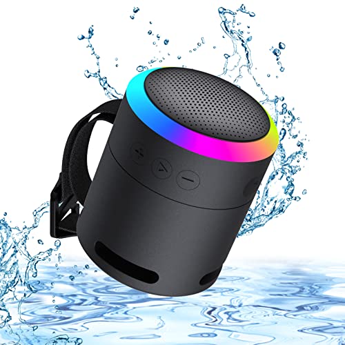 LENRUE Portable Bluetooth Speakers,Waterproof Wireless Speaker, Metal Small Speaker,5W Clear Crystal Sound,Long Playtime time, Colorful Light, gift for Men and Women (Black)