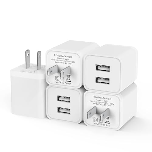 5Pack USB Wall Charger, iGENJUN 2.4A Dual USB Port Cube Power Plug Adapter Fast Phone Charger Block Charging Box Brick for iPhone 15/15 Pro/15 Pro Max/14, Samsung Galaxy, Pixel, LG, Android-White