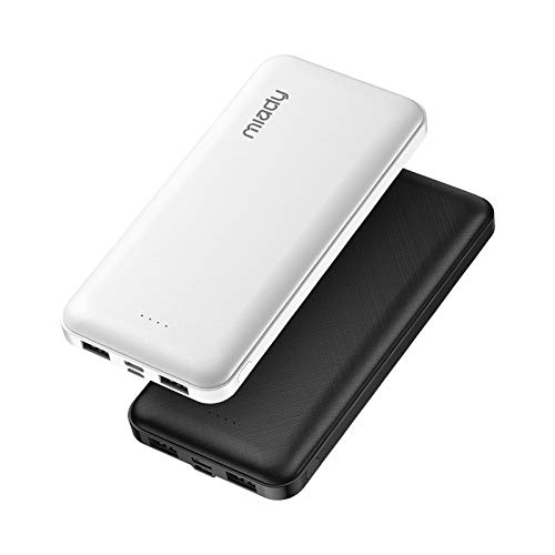 Miady Portable Charger, 2-Pack Slim 15000mAh Battery Pack Two 5V/2A USB Output Ports and USB C Fast Input Travel Fast Charging Power Bank Compatible with iPhone 15/14/13/12/X Samsung Google iPad etc